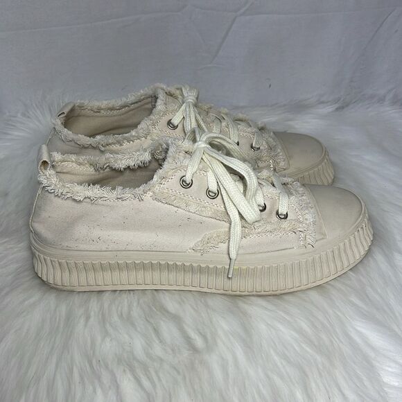 Fitville Marca Ivory Canvas Raw Edge Sneakers Sz 9 - Picture 5 of 7